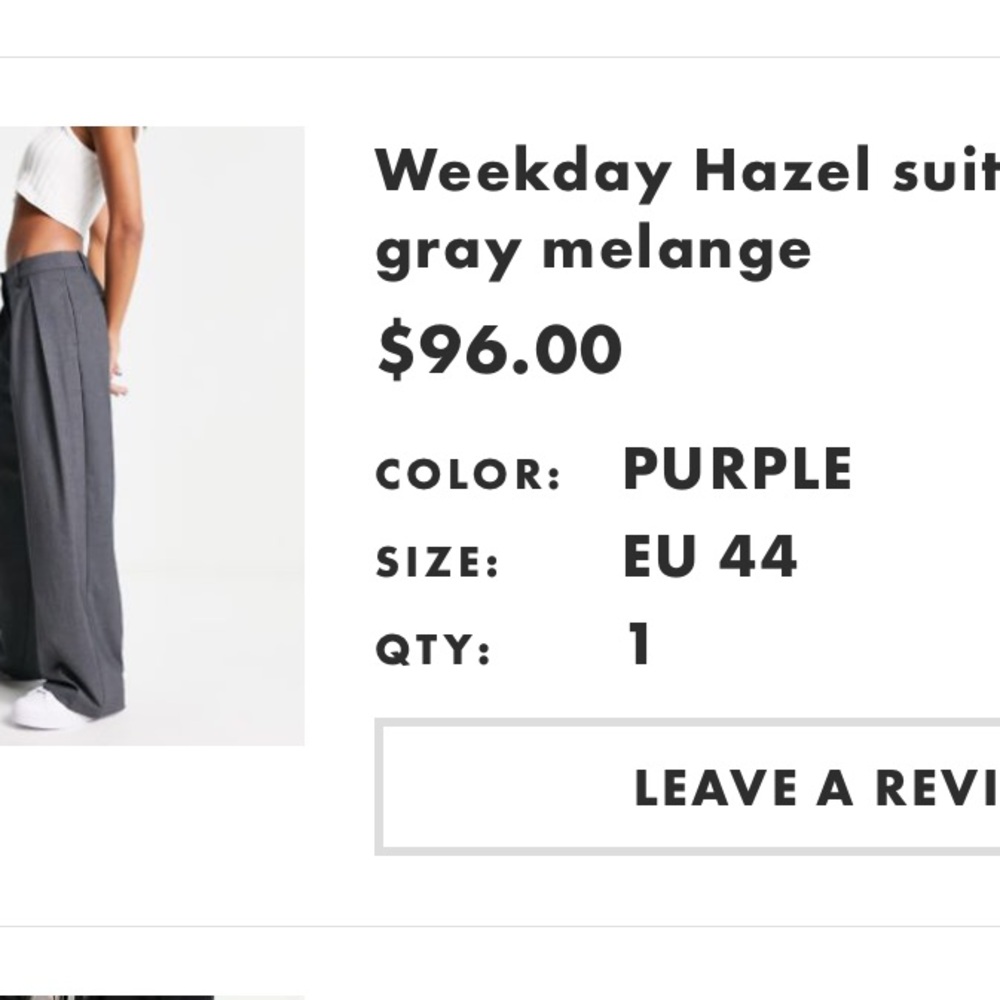 HOLDforEXJ NWT- WEEKDAY- HAZEL- EUR 44- SUIT PANTS in GRAY MELANGE - Picture 5 of 11